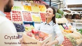  Presentation with food market - Colorful theme enhanced with working in organic food store backdrop and a lemonade colored foreground