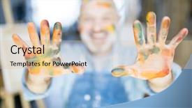  Presentation with humanities art - Theme consisting of working in studio of art background and a lemonade colored foreground