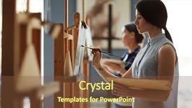  Presentation with humanities - Colorful presentation design enhanced with working in studio of art backdrop and a tawny brown colored foreground