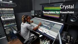  Presentation with recording studio - Presentation design with working in studio background and a dark gray colored foreground