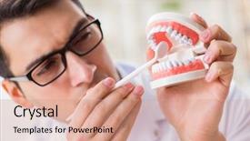  Presentation with quality hospital - Amazing slide deck having working in the dentistry hospital backdrop and a coral colored foreground