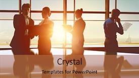  Presentation with business women - PPT theme consisting of working in the office collaborative background and a  colored foreground