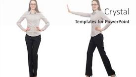  Presentation with hearing clinicyoung lady - PPT theme enhanced with working lady isolated on white background and a white colored foreground