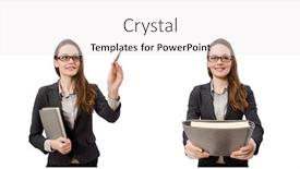  Presentation with lady - Colorful presentation enhanced with working-lady-with-paper-isolated backdrop and a white colored foreground