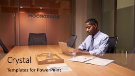  Presentation with black women alone - Amazing slide deck having working late alone in office backdrop and a coral colored foreground