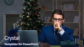  Presentation with late - Colorful slides enhanced with working late on christmas day backdrop and a navy blue colored foreground