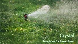 Presentation with green lawn - Audience pleasing presentation design consisting of working lawn sprinkler spraying water backdrop and a tawny brown colored foreground