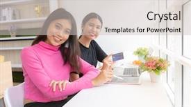  Presentation with payment platform - Presentation theme with working meeting and e-payment background and a  colored foreground