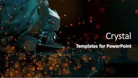  Presentation with workshop - PPT layouts featuring working-metal-cutter-in-workshop background and a black colored foreground