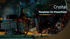  Presentation with workshop - Slide deck with working-metal-cutter-in-workshop background and a wine colored foreground