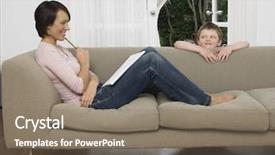  Presentation with writing notes - Audience pleasing slide deck consisting of working mom - mother writing notes as young backdrop and a  colored foreground