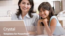  Presentation with kitchen - Colorful theme enhanced with working mom - woman and young girl backdrop and a coral colored foreground