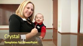  Presentation with mom baby - PPT theme with working mom baby - mother with her son background and a tawny brown colored foreground