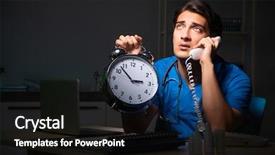  Presentation with doctor in hospital health insurance related icons healthcare person saving medical - Beautiful PPT theme featuring working night shift in hospital backdrop and a  colored foreground