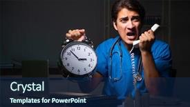  Presentation with night - Slide set with working night shift in hospital background and a  colored foreground