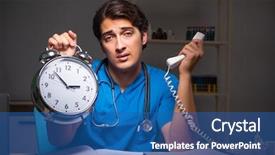  Presentation with young students working in groups - Audience pleasing presentation theme consisting of working night shift in hospital backdrop and a  colored foreground