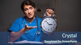  Presentation with young students working in groups - PPT layouts with working night shift in hospital background and a  colored foreground