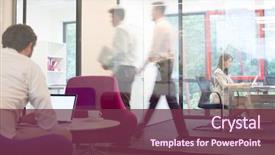  Presentation with office life - Beautiful presentation theme featuring working office with people walking backdrop and a violet colored foreground