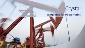  Presentation with oil drilling - Colorful presentation design enhanced with working oil pump at dusk backdrop and a sky blue colored foreground