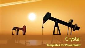  Presentation with pump - PPT theme featuring working oil pump in rural background and a red colored foreground