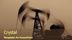  Presentation with pump - PPT theme featuring working oil pump jacks background and a tawny brown colored foreground