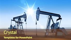  Presentation with middle east - Presentation theme having working oil pumps in desert background and a tawny brown colored foreground