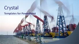  Presentation with oilfield - Slide deck enhanced with working oil-rig in oilfield background and a sky blue colored foreground