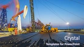  Presentation with night day - Audience pleasing presentation theme consisting of working oil-rig of oilfield backdrop and a tawny brown colored foreground