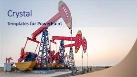 Presentation with night day - Presentation theme having working oil-rig of oilfield background and a lemonade colored foreground