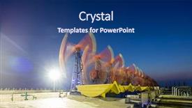  Presentation with oil rig - Colorful PPT theme enhanced with working oil-rig of oilfield backdrop and a navy blue colored foreground