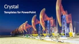  Presentation with oil rig - Audience pleasing PPT theme consisting of working oil-rig of oilfield backdrop and a navy blue colored foreground