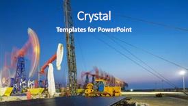  Presentation with night day - Theme featuring working oil-rigs on oilfield background and a ocean colored foreground