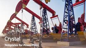  Presentation with oilfield - Audience pleasing theme consisting of working-oil-rigs-on-oilfield backdrop and a violet colored foreground