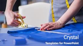  Presentation with sewing - Cool new presentation design with working on a clothing sewing backdrop and a cobalt blue colored foreground