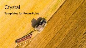  Presentation with plough - Cool new theme with working on a field agriculture backdrop and a yellow colored foreground