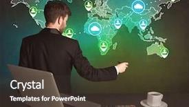  Presentation with global strategy - PPT theme enhanced with working on a global sales background and a tawny brown colored foreground