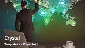  Presentation with global strategy - Slide set featuring working on a global sales background and a tawny brown colored foreground