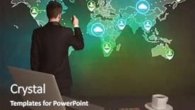  Presentation with sales strategy - PPT theme with working on a global sales background and a  colored foreground