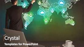  Presentation with global strategy - Slide deck consisting of working on a global sales background and a  colored foreground