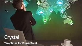  Presentation with global strategy - Colorful PPT theme enhanced with working on a global sales backdrop and a  colored foreground