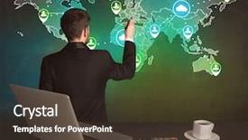  Presentation with sales strategy - Colorful slide deck enhanced with working on a global sales backdrop and a  colored foreground