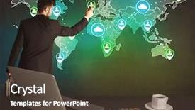  Presentation with sales strategy - Slide deck having working on a global sales background and a  colored foreground