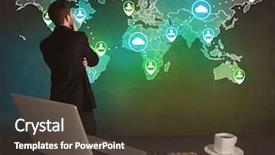  Presentation with global strategy - Audience pleasing presentation design consisting of working on a global sales backdrop and a  colored foreground