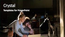  Presentation with new technology - PPT theme featuring working on a new project background and a black colored foreground