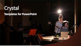  Presentation with new technology - Slide set enhanced with working on a new project background and a  colored foreground