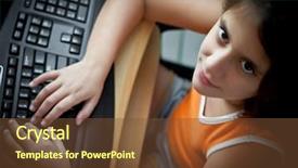  Presentation with swimming beautiful girl swims underwater - Beautiful theme featuring working on a personal computer backdrop and a  colored foreground