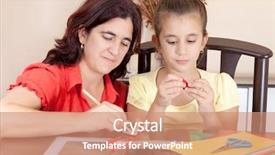  Presentation with working mother - Audience pleasing slides consisting of working on an art project backdrop and a coral colored foreground