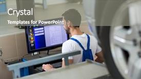  Presentation with computer workshop - Theme with working on car by computer background and a gray colored foreground