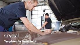  Presentation with mechanic - Theme featuring mechanic using laptop while working background and a coral colored foreground