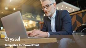  Presentation with computer configuration - Beautiful presentation theme featuring working on computer at airport backdrop and a coral colored foreground